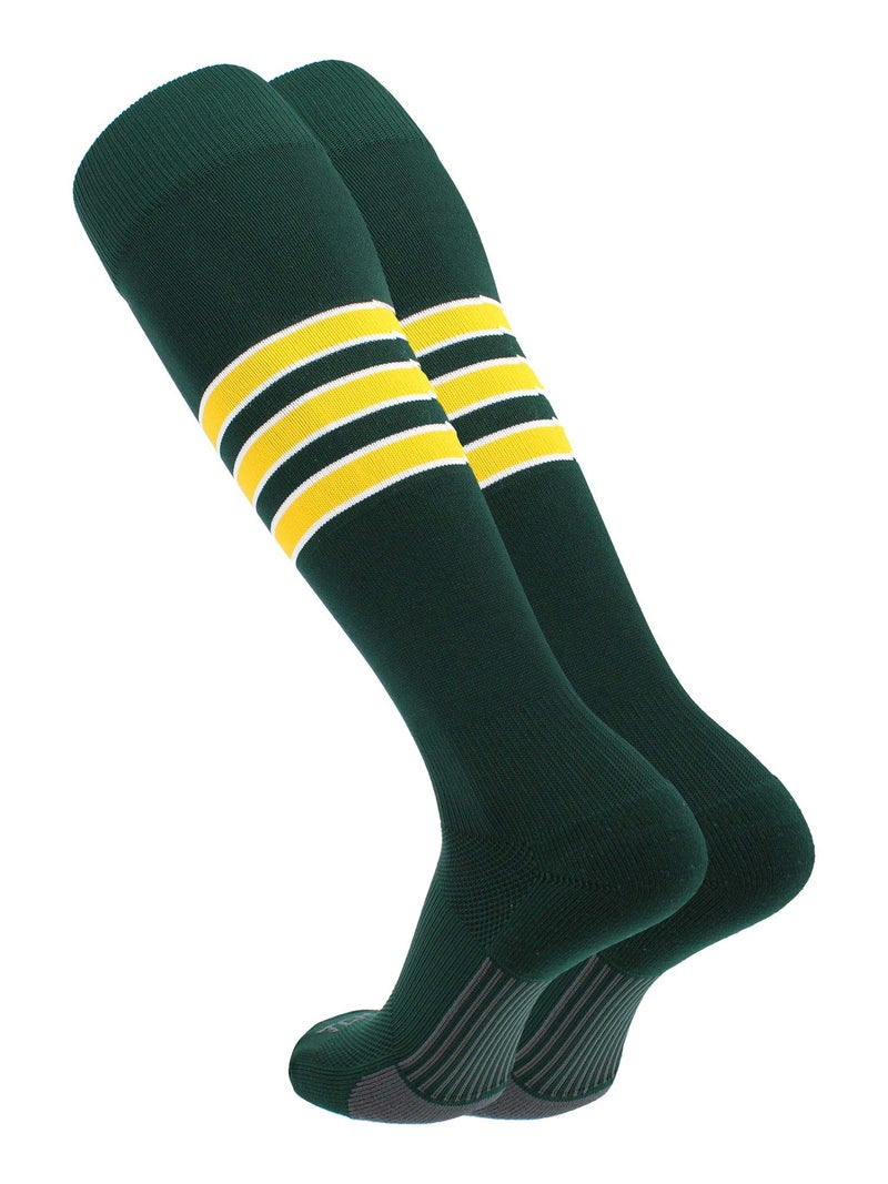 TCK Performance Baseball/Softball Socks (Dark Green/White/Gold, Medium) - Image 1